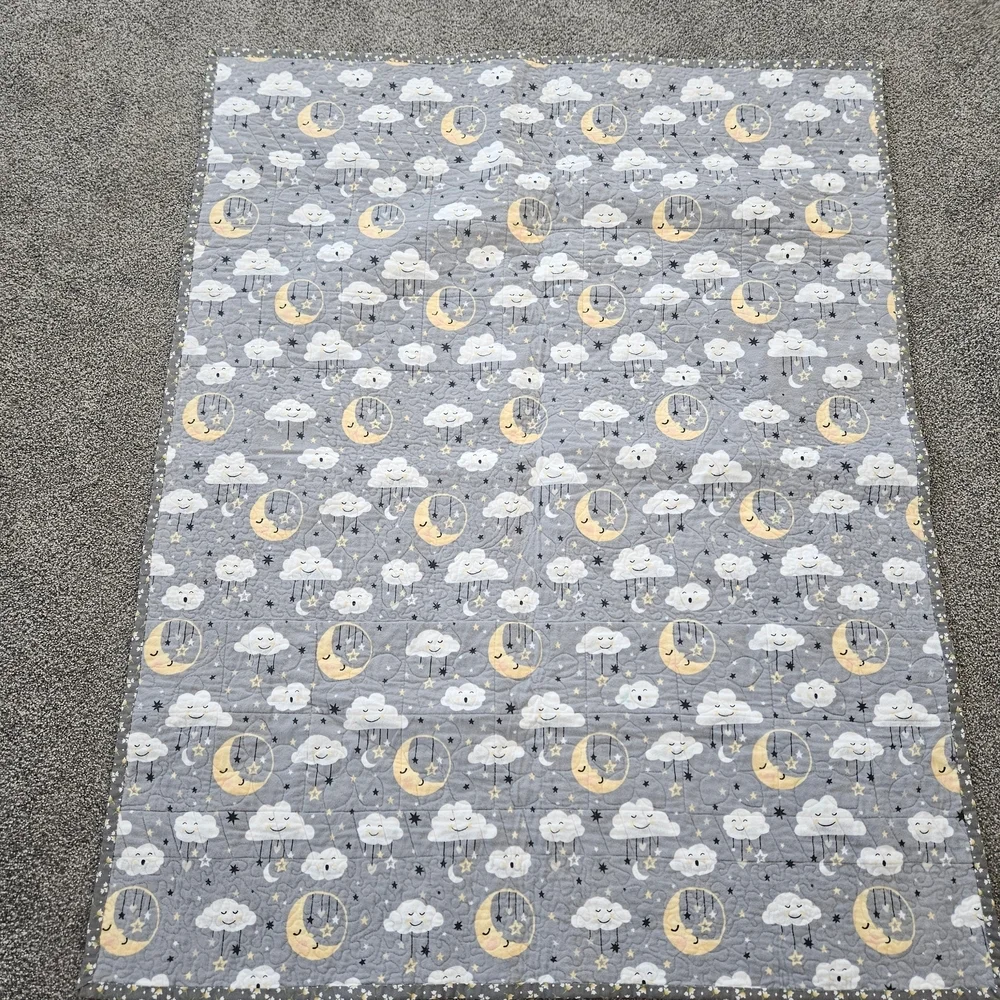 Patchwork Elephant Baby Quilt - Yellow and Gray